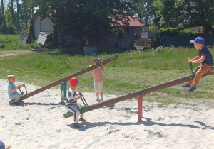 Dzieci bujają się na ważkach.