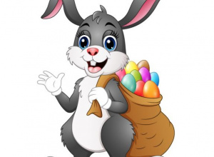 Zajączek z workiem pisanek.